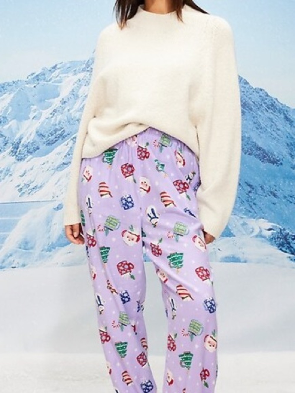 Old Navy Lavender Holiday Print Flannel Pajamas